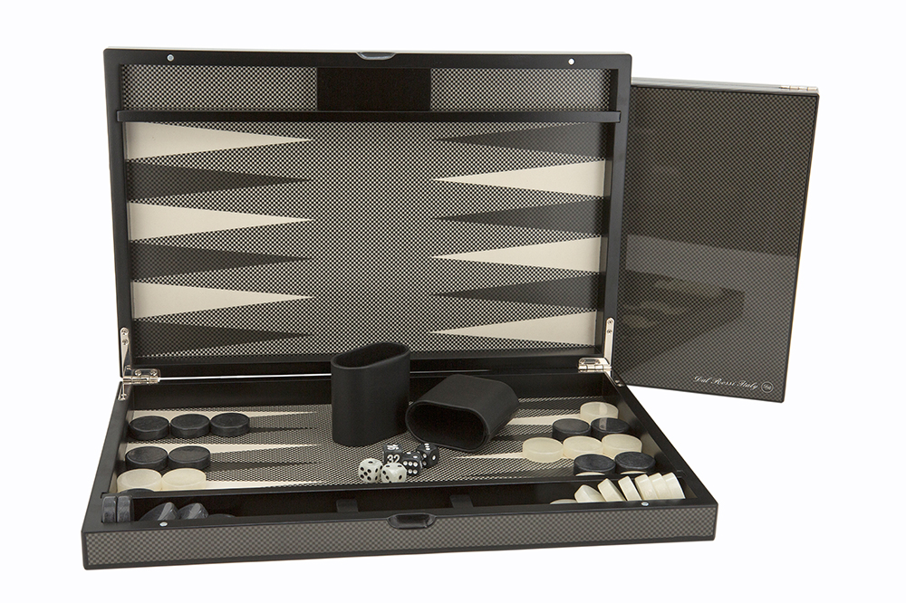 Dal Rossi Italy Carbon Fibre Finish Backgammon 15"