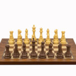 Dal Rossi Italy Chess Set Mahogany Maple Flat Board 40cm, With Queens Gambit Chessmen 90mm
