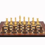 Dal Rossi Italy Chess Set Flat  Walnut Shiny Finish Board 50cm, With Queens Gambit Chessmen 90mm