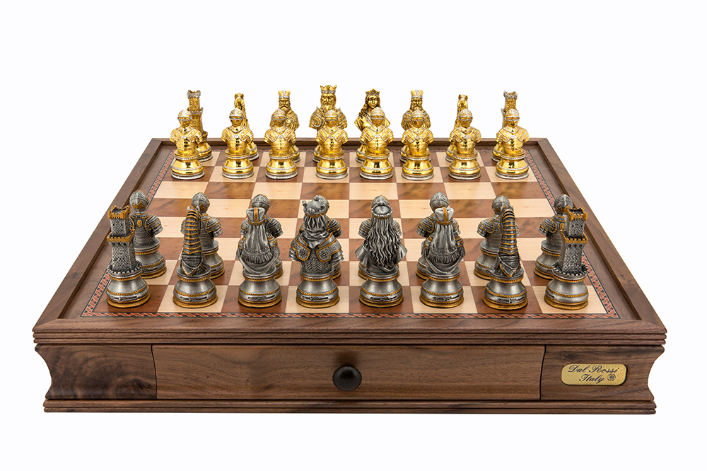 Dal Rossi Italy Medieval Warriors Chess Set with Drawers 20"