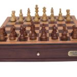 Dal Rossi Italy, Chess Box with Drawers 18" (Walnut Finish) with 85mm Wooden Double Weighted Sheesham Pieces