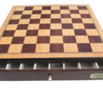 Dal Rossi Italy, Chess Box ONLY with Drawers 18" Shiny Walnut