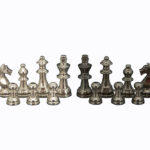 Dal Rossi Italy, Staunton Black Nickel & Silver 80mm Chessmen ONLY
