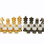 Dal Rossi Italy, White Stone and Gold Chessmen 100mm Chessmen ONLY
