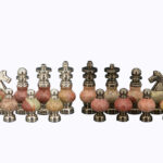 Dal Rossi Italy, Coloured Stone and Silver Chessmen 100mm Chessmen ONLY