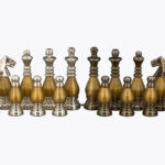 Dal Rossi Italy, Metal light gold plated Chessmen 100mm Chessmen ONLY