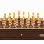 Dal Rossi Italy Chess Set Walnut Finish 18", With Queens Gambit Chessmen 90mm