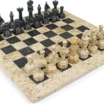 Chess set, Onyx, 16" Fossil / Black