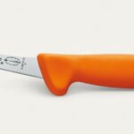 F.Dick MasterGrip 4 inch semi-flexible curved boning knife with orange handle, article 8288210-53